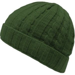 CUFFED CABLE KNIT BEANIE OLIVE
